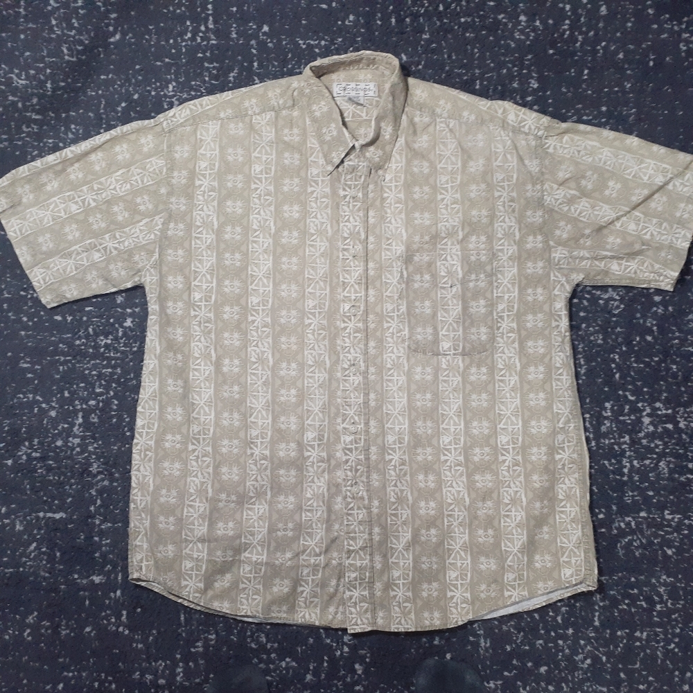 Vintage Crossings Men's 100% Cotton Short Sleeved Casual Button Down T-Shirt